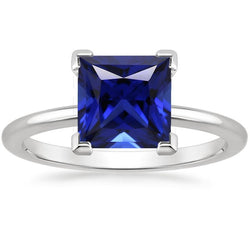 Princess Solitaire Ring Ceylon Blauer Saphir Edelstein Schmuck 5 Karat