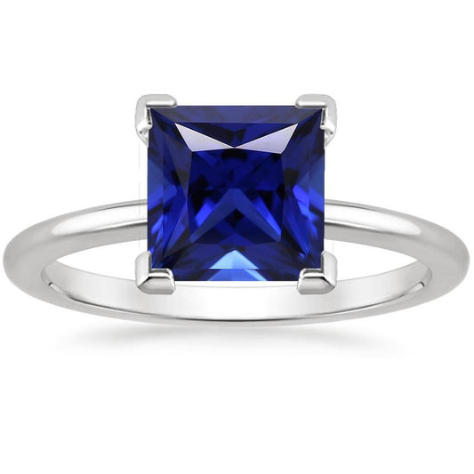 Princess Solitaire Ring Ceylon Blauer Saphir Edelstein Schmuck 5 Karat - harrychadent.ch