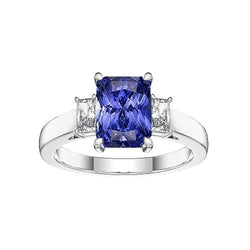 Radiant Diamant Three Stone Ceylon Saphir Damenring 1,75 Karat