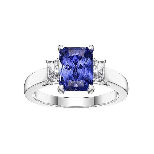 Radiant Diamant Three Stone Ceylon Saphir Damenring 1,75 Karat - harrychadent.ch