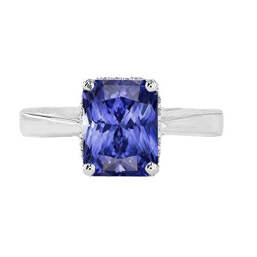 Radiant Solitaire 2 Karat blauer Saphirring umgekehrter konischer Schaft - harrychadent.ch