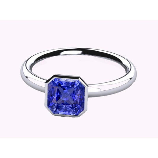 Radiant Solitaire Damen Ring Lünette Set Ceylon Saphir 2 Karat - harrychadent.ch