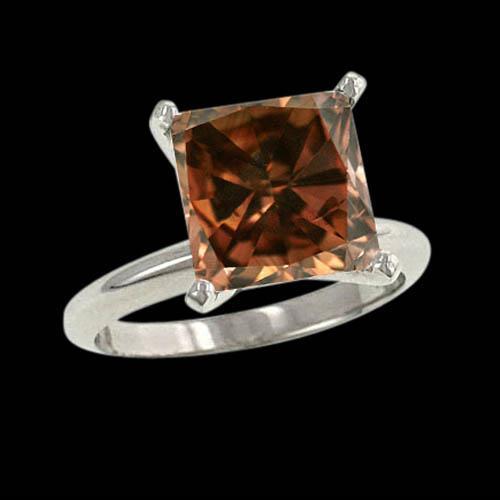 Riesiger Champagner-Edelstein-Verlobungsring mit 3 Kt Diamant im Radiant Cut - harrychadent.ch