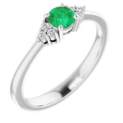 Ring 1 Karat Kolumbianischer Grüner Smaragd Diamant Akzent Damen Schmuck