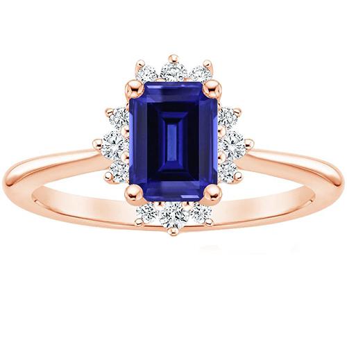 Ring im Blumenstil Ceylon Saphir & Diamant 4 Karat Smaragdschliff - harrychadent.ch