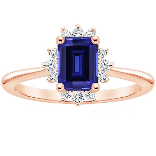 Ring im Blumenstil Ceylon Saphir & Diamant 4 Karat Smaragdschliff - harrychadent.ch