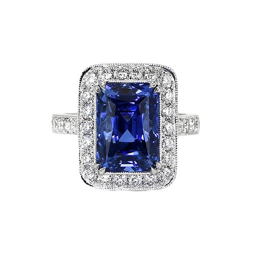 Ring mit Diamanten und srilankischem Saphir im antiken Stil 9.50 Karat Gold 14K - harrychadent.ch