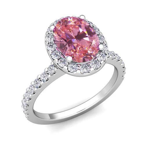 Ring mit rosa Saphir und Diamanten 3,90 Karat Weißgold 14K - harrychadent.ch