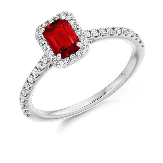 Ring mit runden Diamanten im Smaragdschliff 2.30 Karat 14K Weißgold