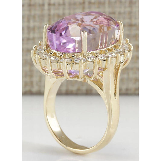 Rosa Kunzit und Diamanten 31,40 Karat Ehering 14K Gelbgold - harrychadent.ch