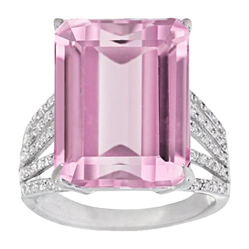Rosa natürlicher Kunzit und Diamant Ehering 22 Karat Weißgold 14K - harrychadent.ch