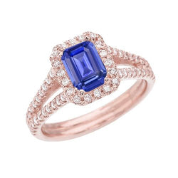 Rose Gold Halo Diamant Smaragd Saphir Split Shank Schmuck 3 Karat