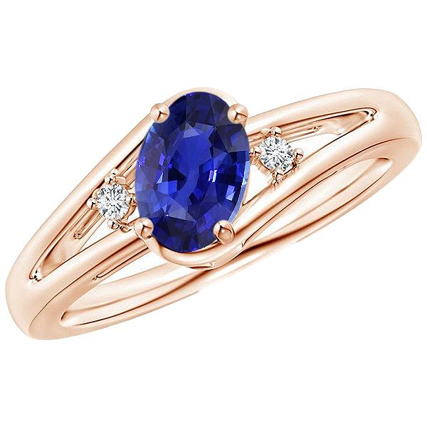 Roségold 3 Steine Ehering 2,25 Karat Oval Blauer Saphir Schmuck - harrychadent.ch