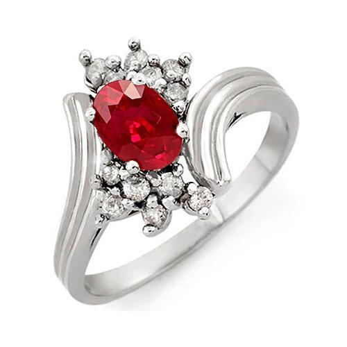 Roter Ovaler Rubin-Diamant-Jubiläumsring Weißgold 14K 1.50 Ct