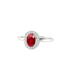 Roter Rubin mit Diamanten 3.75 ct Ring 14K Gold Weiß Neu