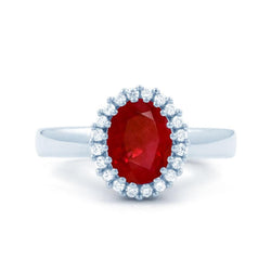 Roter Rubin mit Diamanten 5,75 Karat Ring Weißgold 14K