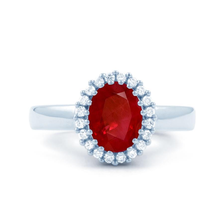 Roter Rubin mit Diamanten 5,75 Karat Ring Weißgold 14K - harrychadent.ch