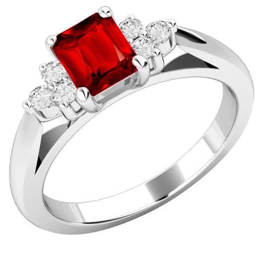 Roter Rubin und Diamanten 3.40 Karat Ring Weißgold 14K - harrychadent.ch