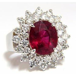 Roter Turmalin und Diamanten 6,5 Kt. Verlobungsring 14K Gold
