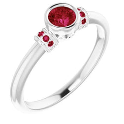 Rubinring 1 Karat Milgrain Damen Lünette Set Schmuck