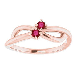 Rubinring Roségold 0,20 Karat Infinity Twist Stil U Krappenfassung