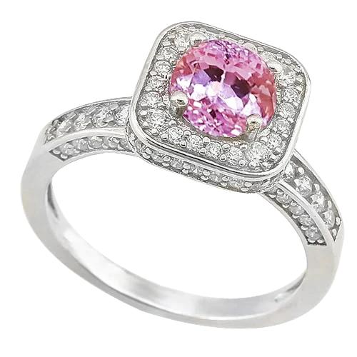 Rund 11.25 Kt Rosa Kunzit Mit Diamanten Ring Gold Weiß