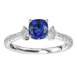Runden & Princess Diamant Kissen Saphir Ring 3 Karat 3 Steine Stil