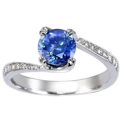 Runder Brillantschliff 2,50 ct Sri Lanka Saphir Diamantring Weißgold - harrychadent.ch