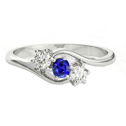 Runder Diamant 3 Stein Kissen Saphir Ring Twisted Style 1,50 Karat