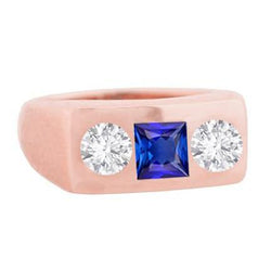 Runder Diamant 3 Steine Saphir Ring Princess Cut Flush Set 1,50 Karat