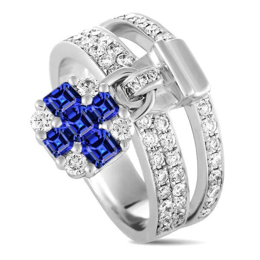 Runder Diamant Asscher Saphir Ring 3 Karat Lock Style Split Shank - harrychadent.ch