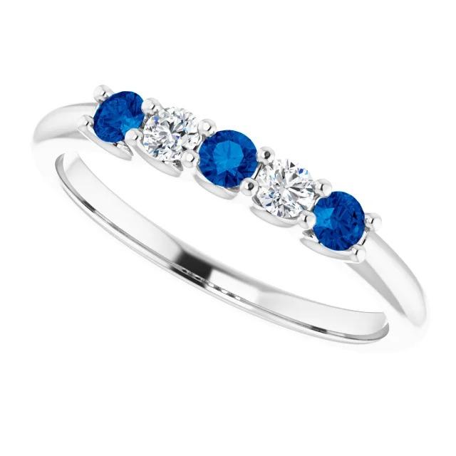 Runder Diamant-blauer Saphir-Stein-Ring 2 Karat Weißgold 14K - harrychadent.ch