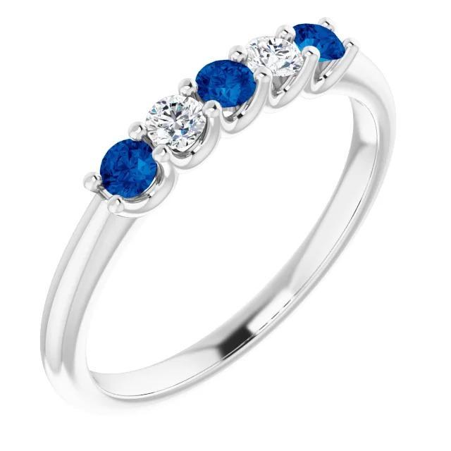 Runder Diamant-blauer Saphir-Stein-Ring 2 Karat Weißgold 14K - harrychadent.ch