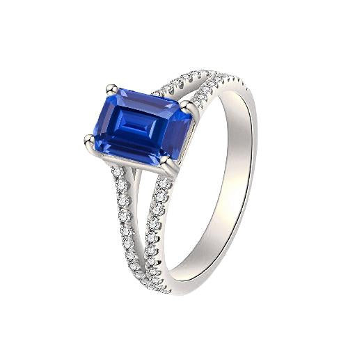 Runder Diamant Ceylon Saphir Verlobungsring 2,50 Karat Split Shank - harrychadent.ch