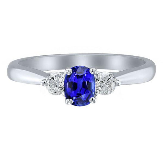 Runder Diamant Drei-Steine-Kissen Sri Lanka Saphir Ring 2 Karat - harrychadent.ch