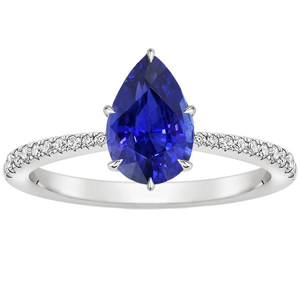 Runder Diamant-Edelstein-Ring Blauer Saphir mit Akzenten Gold 5 Karat - harrychadent.ch