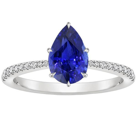 Runder Diamant-Edelstein-Ring Blauer Saphir mit Akzenten Gold 5 Karat - harrychadent.ch