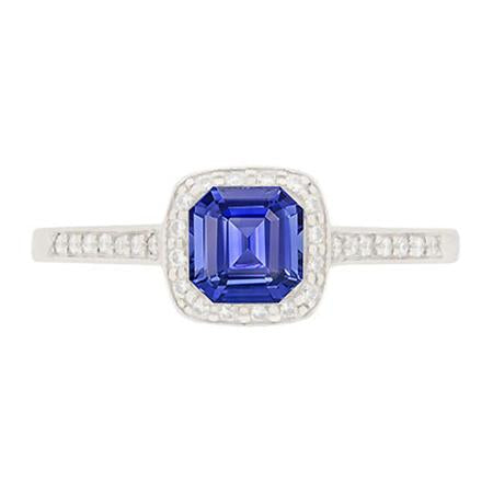 Runder Diamant Halo Asscher Blauer Saphir-Verlobungsring 1,75 Karat - harrychadent.ch