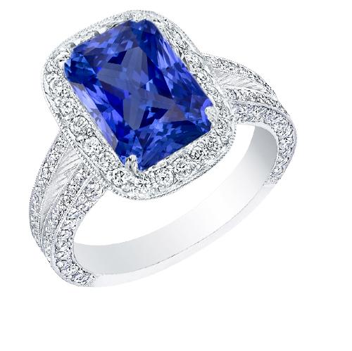 Runder Diamant Halo Radiant Saphir Ring Split Milgrain Schaft 5 Karat - harrychadent.ch