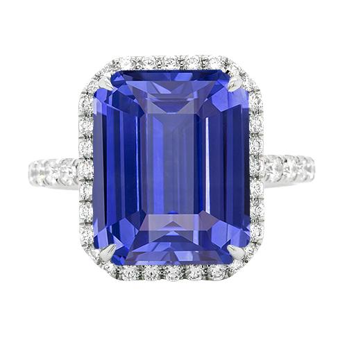 Runder Diamant Halo Ring Smaragd Natürlicher Saphir 4,50 Karat Akzent - harrychadent.ch