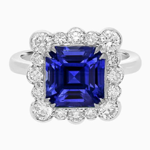 Runder Diamant Halo Schmuck Asscher Cut Damen Saphirring 3.50 Karat - harrychadent.ch