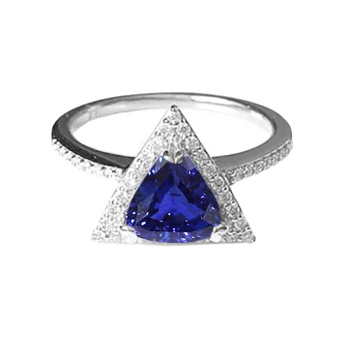 Runder Diamant Halo Trillion Saphir Ring 1,50 Karat Damenschmuck - harrychadent.ch