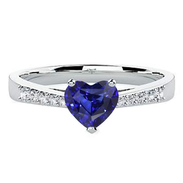 Runder Diamant-Herz-Edelstein-Ring Natürlicher blauer Saphir 2 Karat - harrychadent.ch