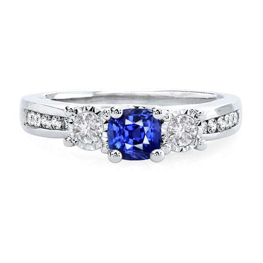 Runder Diamant Kissen Saphir Edelstein Ring 2 Karat 3 Stein Stil - harrychadent.ch
