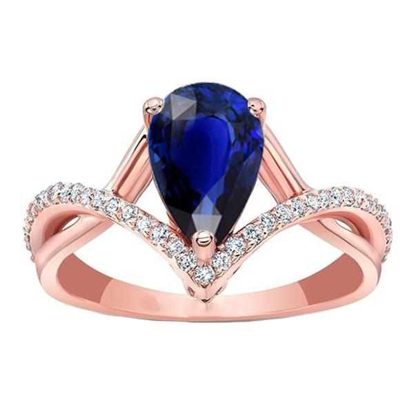 Runder Diamant & Ovaler blauer Saphir-Verlobungsring 4,50 Karat Gold - harrychadent.ch