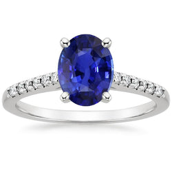 Runder Diamant Pave Set Ring Oval Cut Sri Lanka Saphir 5 Karat