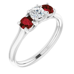 Runder Diamant-Rubin-Stein-Ring 2,40 Karat Weißgold 14K Schmuck