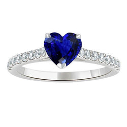 Runder Diamant Saphir Ring Herzschliff Kathedrale Fassung 2,50 Karat