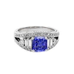 Runder Diamant-Saphir-Ring Open Eye Style Split Shank 2,50 Karat