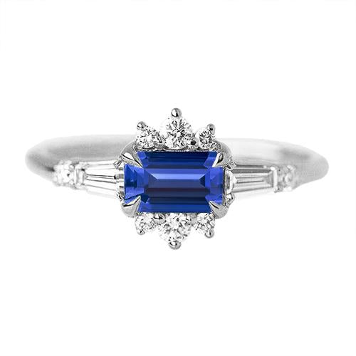Runder Diamant Smaragd Saphir & Baguette Schliff Ring 2,50 Karat - harrychadent.ch
